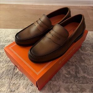 NIB Martin Dingman Men’s Bermuda Dress Penny Brown Pebble Grain Leather 9M